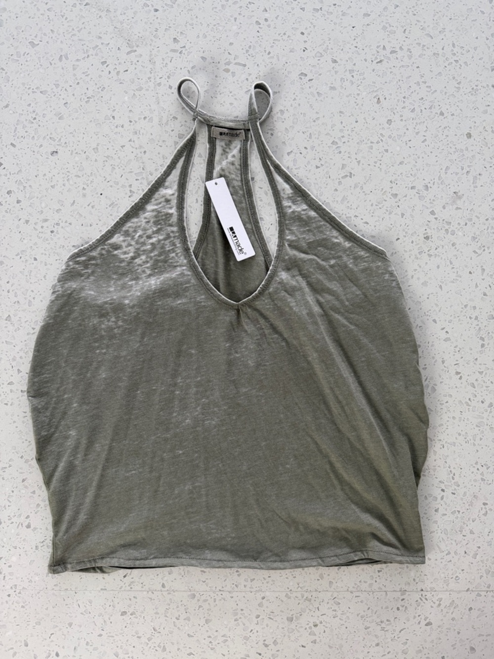 LA Made Green / Grey Halter Tank Top Size XS NEW